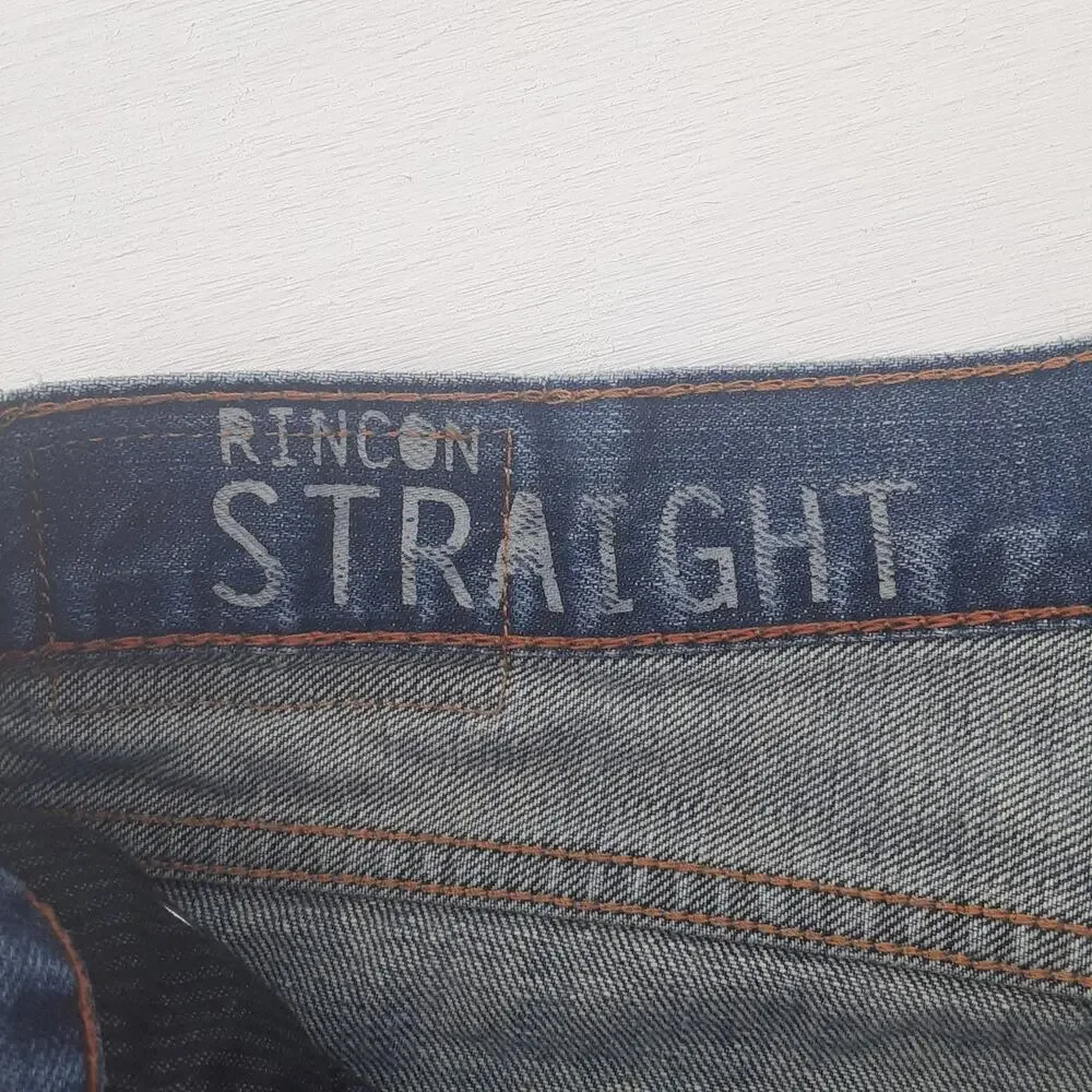 Bullhead Jeans Mens 32x34 Blue Denim Rincon Straight Whisker Distressed